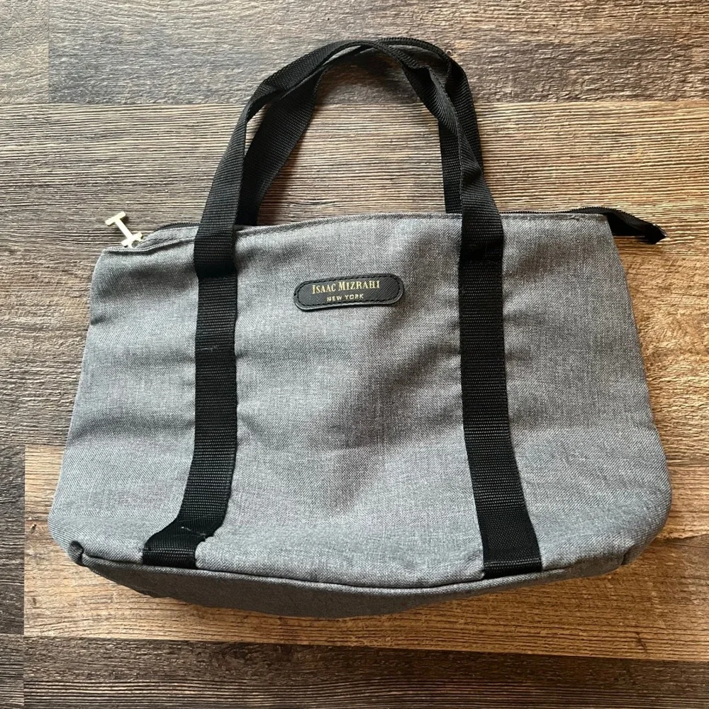Isaac Mizrahi New York Gray Insulated Lunch‎ Bag Tote Zipper Top